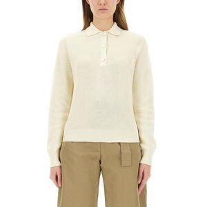STUDIO NICHOLSON Ribbed Knit Polo Sweater Women IVORY T-Shirts & Tops